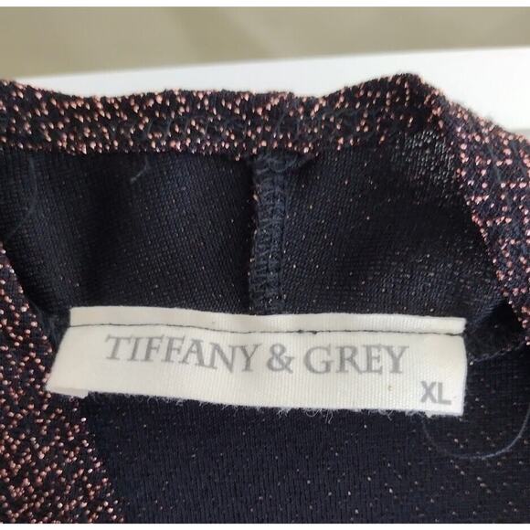 Tiffany & Grey Dress w/Attached Metallic Coat, Sz XL, Black/Copper - Picture 6 of 6